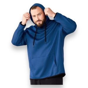 Tek Gear Mens Active Performance Fleece Pullover Hoodie, Blue, size L